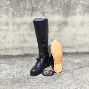 Handmade Custom Black Era British Officers Field Boot. Officer Pointed Boot, German Boot, British Boot, Men Long Boot, Leather Officer Boot
