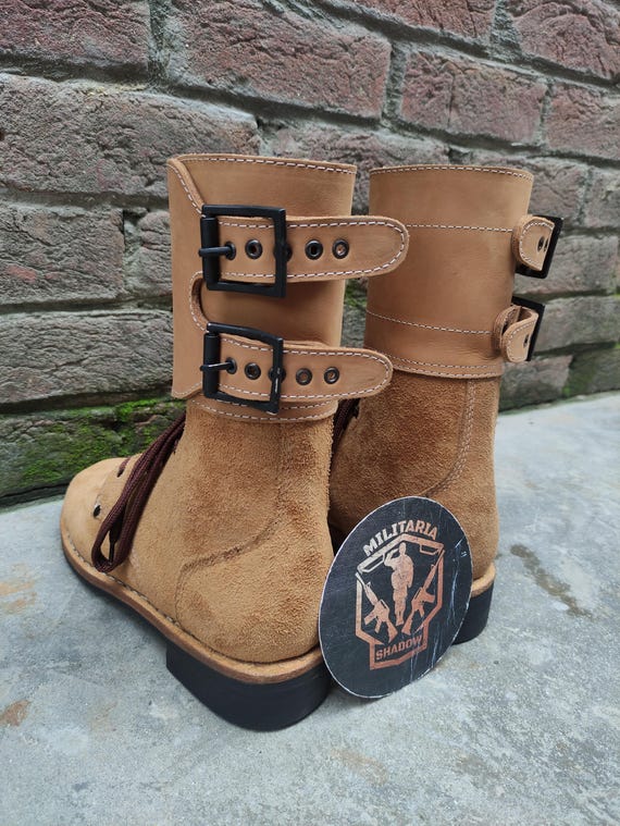Handmade Suede Leather Combat Boots: Military Style Lace-up  display picture 3