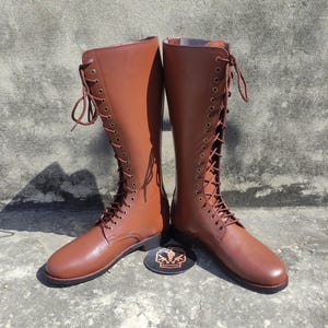 Handmade Leather S.A. Boots – Military Style Tall Combat Lace-Up Boots – Army Parade Dress Boots for Men – Vintage Soldier Boots. Booties