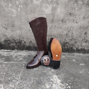 Handgefertigte Leder Polo Reitstiefel: Hohe Stiefel im Vintage-Stil