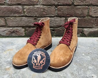 Handmade US Army Combat Boots: Men's Rough Out Leather Military Ankle Boots