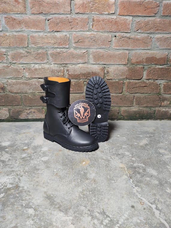 個人装備 French army side belt combat boots Original French Military Black Leather Breathable Boots