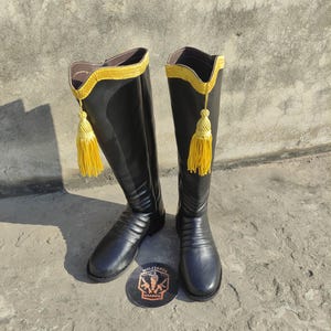 black and gold dress boots Women's Stay In Touch Black Patent Faux Leather Boots | Size: 6.5