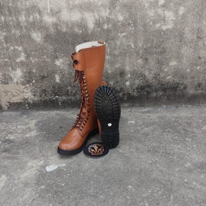 Handmade Leather S.A Double Buckle Boot – Military Style Tall Combat Lace-Up Boot – Army Parade Dress Boot for Men – Vintage Soldier Boot.