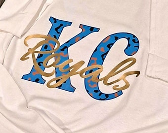 KC Royals-T-shirt met luipaardprint dames, cadeau honkbalfan