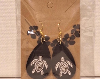 Turtle Earrings, Tropical Earrings, Turtle Lover Gift, Luau Party, Hawaii Earrings, Teardrop Style
