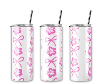 Hibiscus coquette Bows Tumblers, 20oz, Mug 11oz, 15oz, Tropical Flower, Hawaiian Tumbler, Personalized Tumbler