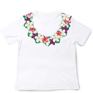 Plumeria Lei T-Shirt, Tropical Flower Print, Luau Party, Trendy Hawaii Shirt, Unisex t-shirt