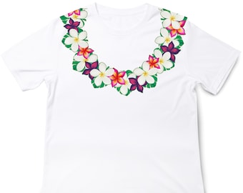 Plumeria Lei T-Shirt, Tropical Flower Print, Luau Party, Trendy Hawaii Shirt, Unisex t-shirt