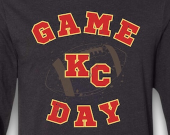 Custom Football Game Day Long Sleeve Tee, Distressed Vintage Shirt