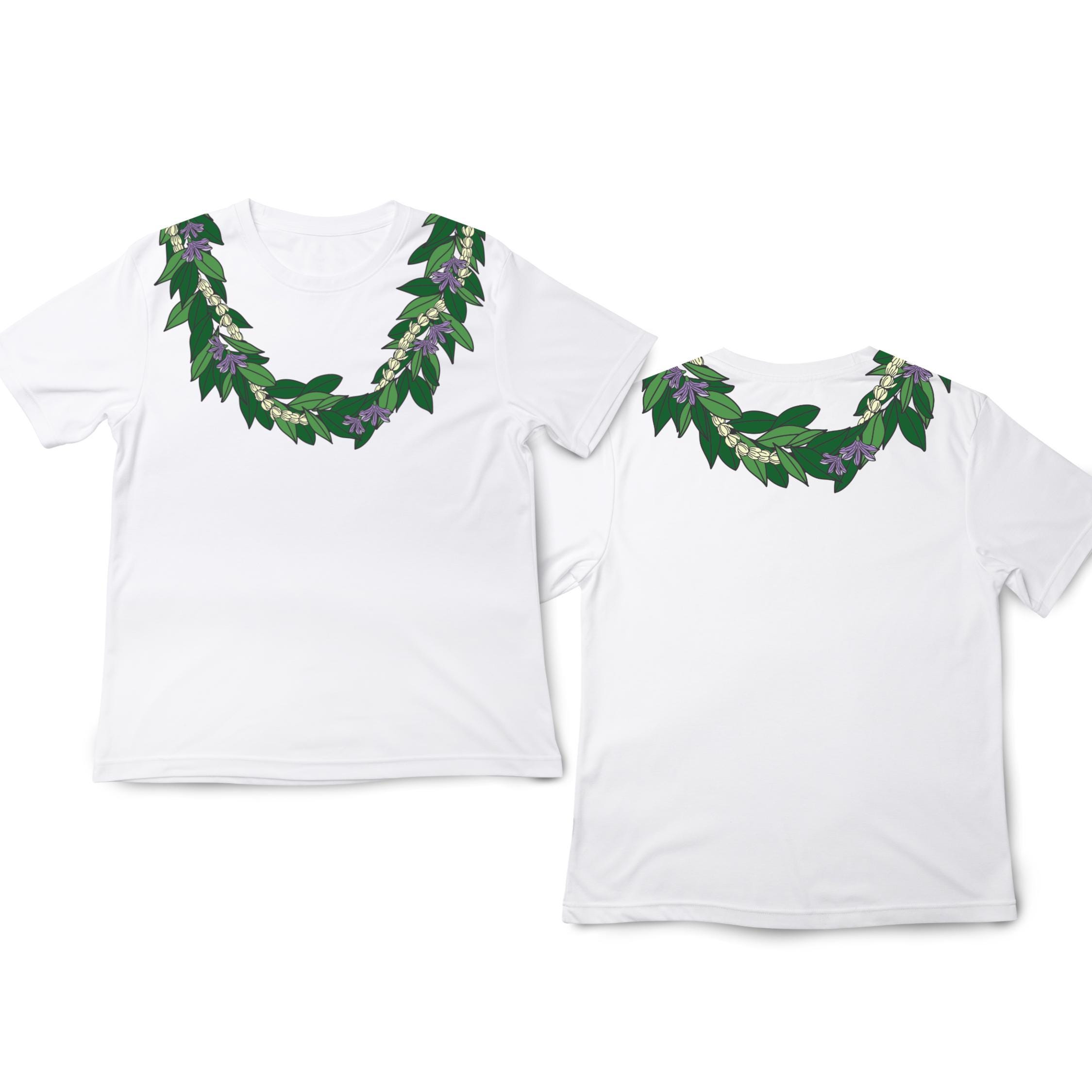 Lei Shirt, Pikake, Maile, Puakenikeni Flower Chain Print, Purple