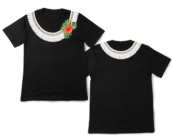 Ginger Lei Shirt, Red Hibiscus Flower Chain Print, Luau Party, Trendy Hawaii Shirt, Unisex t-shirt