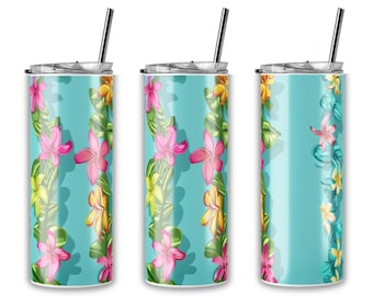 Hibiscus Tumbler, Hawaii Lei Flower Tumbler, Cruise and Girls Trip Tumblers, Wedding gift, Bachelorette 20oz Tumblers