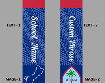 Guam Flag Graduation Stole, Guam Seal and Map, Customizable, Tribal Pattern, Guam Graduate