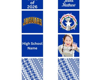 Custom Graduation Stole, Customizable, Tribal Pattern, Add Text - Image