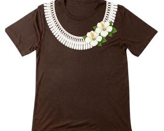 Ginger Lei Shirt, White Flower Print, Luau Party, Trendy Hawaii Shirt, Unisex t-shirt
