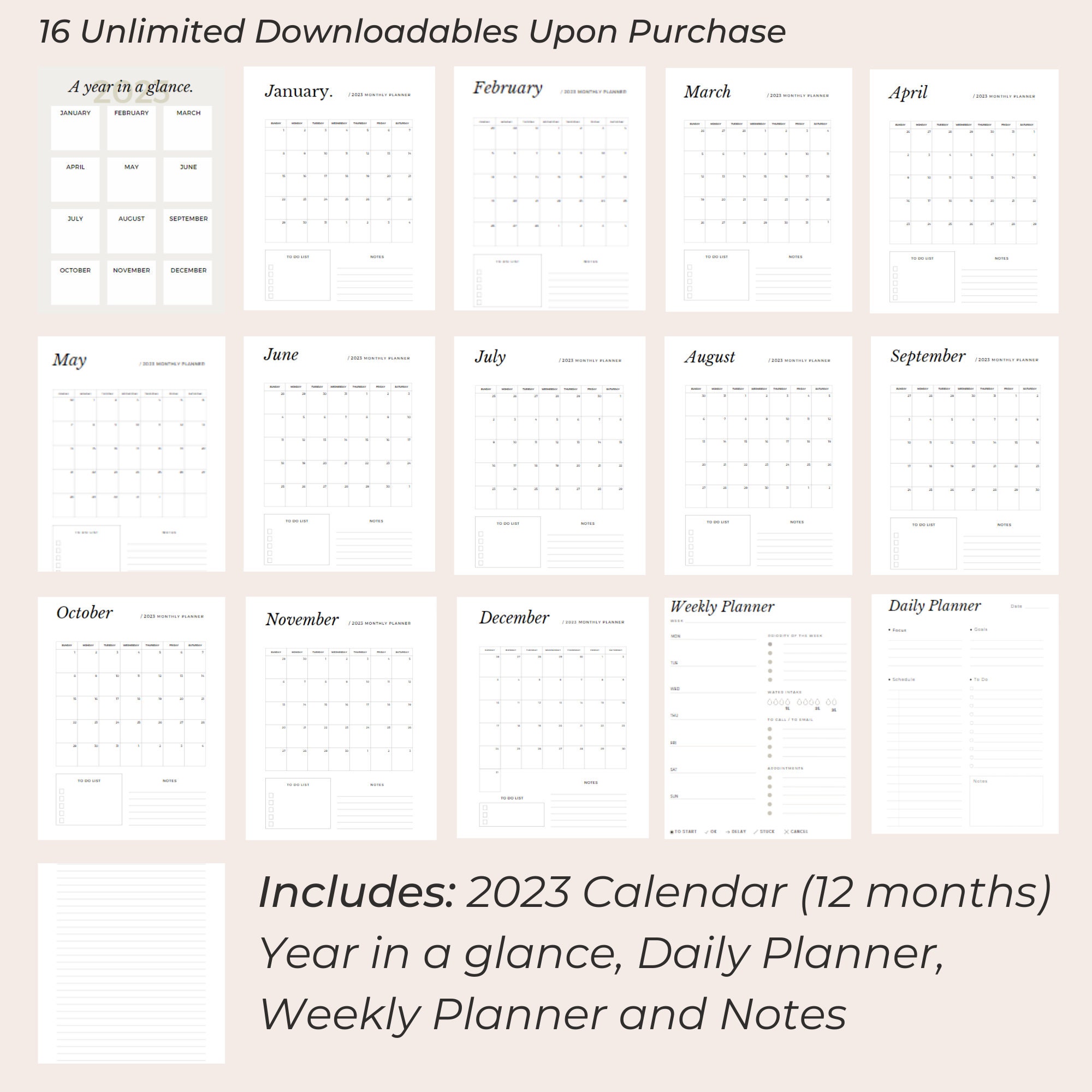 2023 Calendar Printable Planner - Etsy