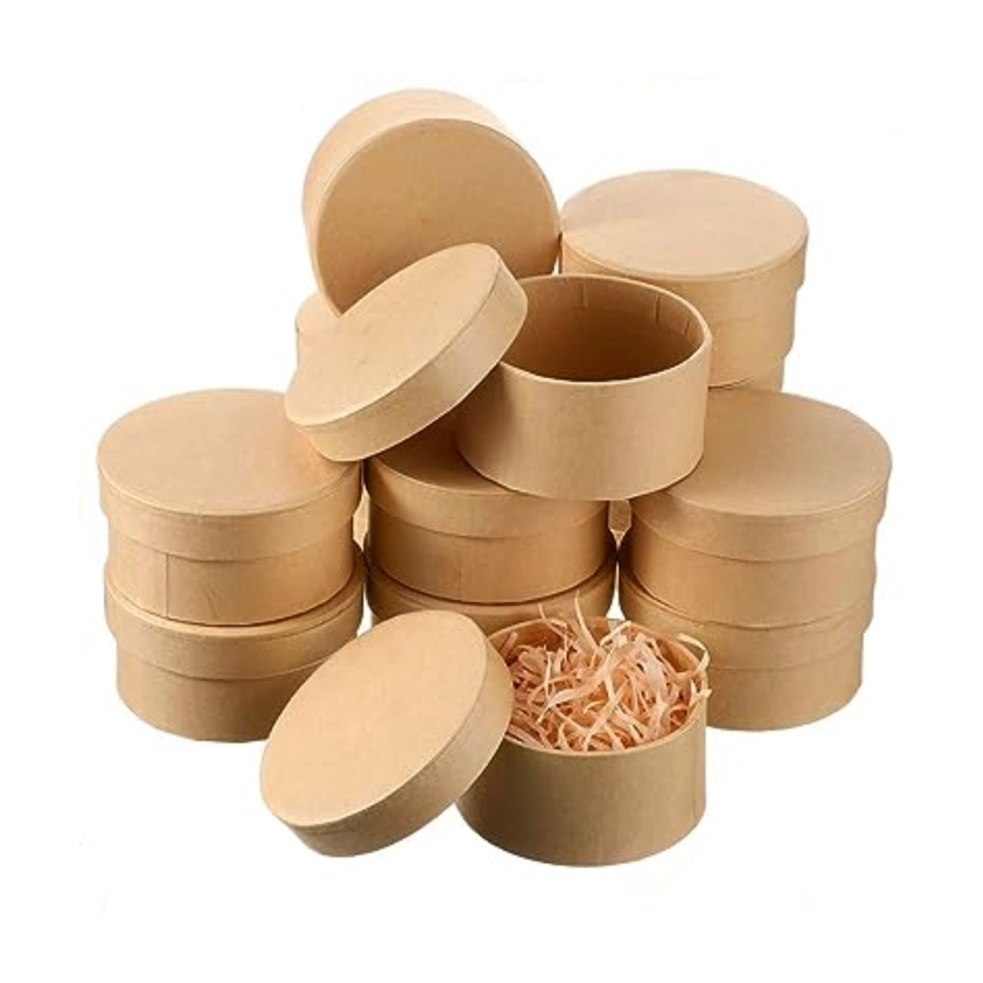 10 Pcs Small Round Paper Mache Box Ø10.2cm X 6cm Small Gift Box With