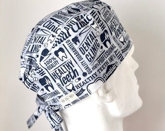 Gorro quirúrgico con lazo en la espalda para clínica dental, Du Rag, gorro de soldador, talla única, diseño unisex, confeccionado a mano en Canadá.