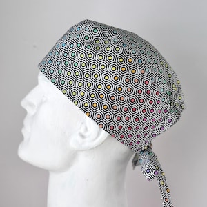 GEO DOTS Surgical Style Tie Back Scrub Cap, Du Rag, Welding Cap, One Size, Unisex Design, Hand Tailored in Canada