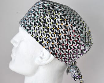 Gorro quirúrgico GEO DOTS con lazo en la espalda, de trapo, para soldar, talla única, diseño unisex, confeccionado a mano en Canadá.
