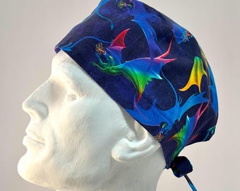 Gorro quirúrgico con lazo en la espalda de NEON DRAGONS, de trapo, para soldar, talla única, diseño unisex, confeccionado a mano en Canadá.