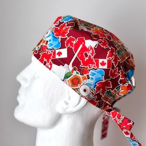 CANADA ICONS OP-Haube im chirurgischen Stil, Du Rag, Schweißermütze, Einheitsgröße, Unisex-Design, handgefertigt in Kanada
