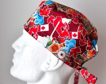 Gorro quirúrgico con lazo en la espalda, estilo Du Rag, para soldar, talla única, diseño unisex, confeccionado a mano en Canadá.