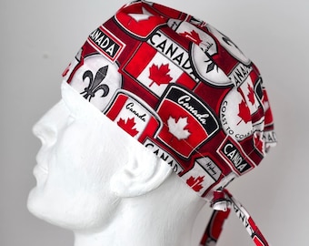 Gorro quirúrgico Canadian Shield con lazo en la espalda, tipo du-pag, gorro de soldadura, talla única, diseño unisex, confeccionado a mano en Canadá.