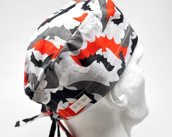 Gorro quirúrgico con lazo en la espalda FLYING BATS, de trapo, para soldar, talla única, diseño unisex, confeccionado a mano en Canadá.