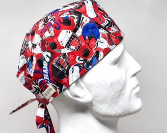 Gorro quirúrgico estilo hockey con cierre ajustable, gorro de soldador, talla única, diseño unisex, confeccionado a mano en Canadá.