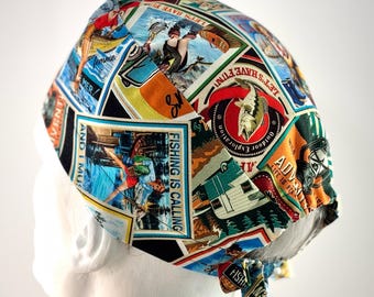 Gorro quirúrgico con lazo en la espalda, estilo "Du Rag", para soldar, talla única, diseño unisex, confeccionado a mano en Canadá.