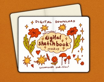 Digital Sketchbook Mockup: Editable PSD Files (Digital Download)
