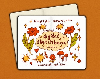 Sketchbook Mockup for Digital Sketchbook, Digital Journal Mockup - Editable Background! High Resolution PSD files!