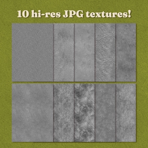 May include: Ten high-resolution JPG textures of different gray concrete surfaces.