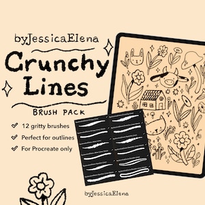 Crunchy Lines Procreate Brush Pack, Textured Inking Brushes for Crispy Outlines