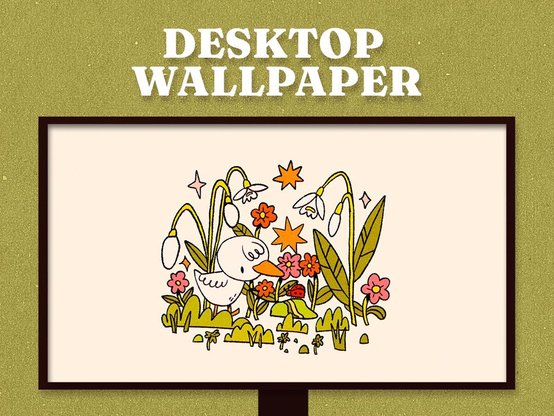 Cozy Spring Desktop Wallpaper, Adorable Duck Art! (digital Download) - Etsy