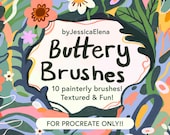 Buttery Brushes!! Procreate Brush Pack, 10 Painterly and Textured Brushes! byJessicaElena