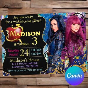 Descendants Invitation Descendants Birthday Descendants Party Descendants Editable Invitation Descendants Printable File