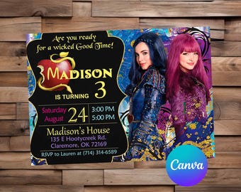 Descendants Invitation Descendants Birthday Descendants Party Descendants Editable Invitation Descendants Printable File