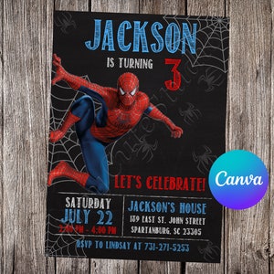 Spiderman Einladung Spiderman Geburtstag Spiderman Party Spiderman bearbeitbare Einladung Spiderman druckbare Datei