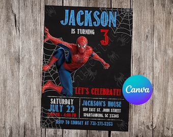 Spiderman Invitation Spiderman Birthday Spiderman Party Spiderman Editable Invitation Spiderman Printable File