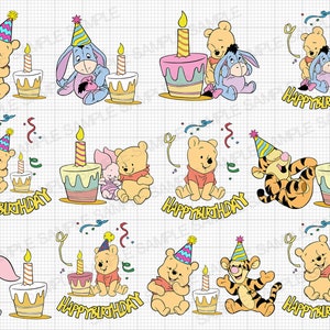 Baby Winnie the Pooh Alles Gute zum Geburtstag SVG Baby Winnie the Pooh Erster Geburtstag SVG Baby Winnie the Pooh Png