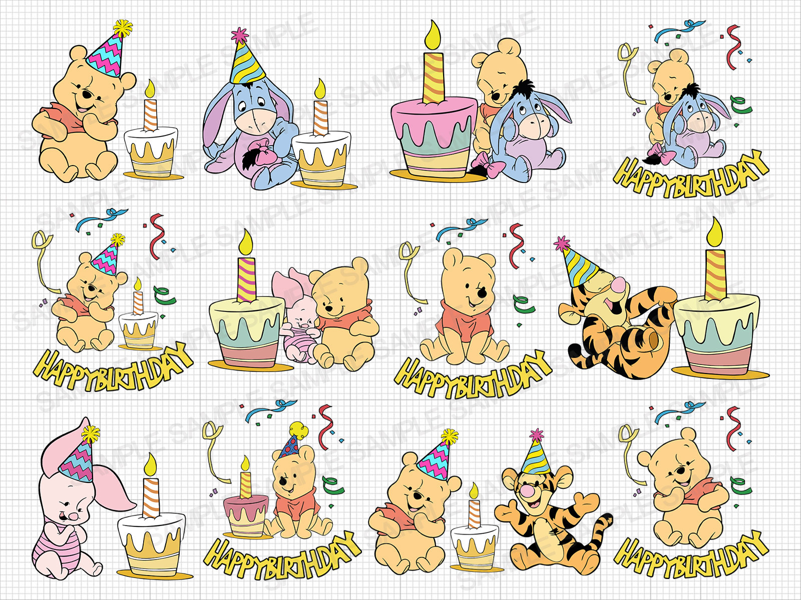 Baby Winnie the Pooh Happy Birthday SVG Baby Winnie the Pooh First Birthday SVG Baby Winnie the Pooh Png