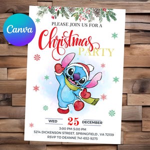Stitch Christmas Invitation Stitch Invitation Stitch Birthday Invitation Stitch Party Stitch Editable Invitation Stitch Digital Card
