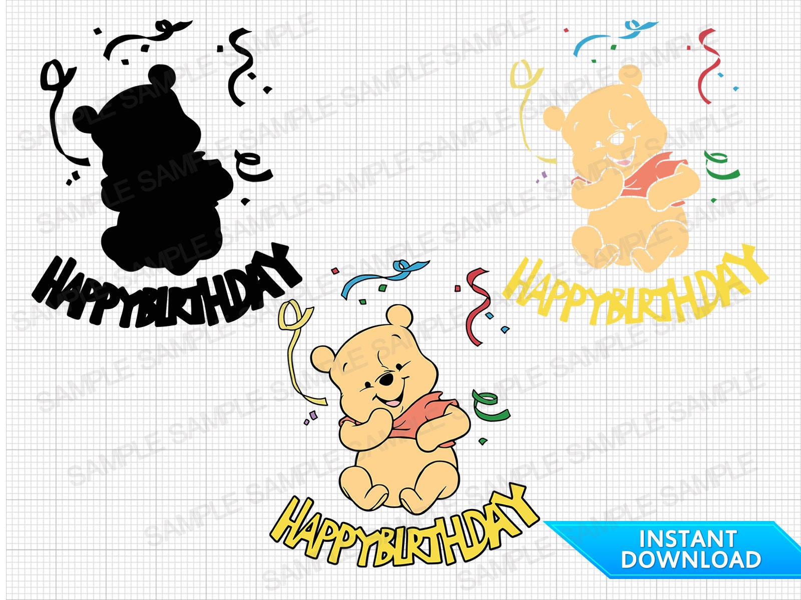 Baby Winnie the Pooh Happy Birthday SVG Happy Birthday Baby - Etsy