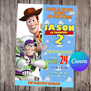 Toy Story Invitation Buzz Lightyear Invitation Toy Story Birthday Toy Story Party Toy Story Editable Invitation Toy Story Printable File