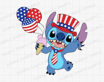 Stitch 4 juli SVG Lilo en Stitch 4 juli SVG 4 juli Stitch SVG Stitch Fourth of July Svg Stitch Independence Day Svg