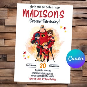 The Incredibles Invitation The Incredibles Birthday The Incredibles Party The Incredibles Editable Invitation The Incredibles Digital File