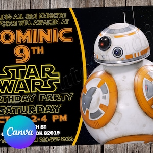 Star Wars Invitation Star Wars Birthday BB8 Party Star Wars Editable Invitation Star Wars Printable File